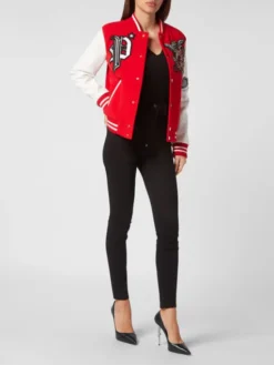 PHILIPP PLEIN Kurtka skórzana 3451 Czerwony Slim Fit