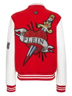 PHILIPP PLEIN Kurtka skórzana 3451 Czerwony Slim Fit