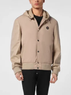 PHILIPP PLEIN Kurtka skórzana 26983 Beżowy Regular Fit