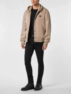 PHILIPP PLEIN Kurtka skórzana 26983 Beżowy Regular Fit