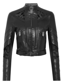PHILIPP PLEIN Kurtka skórzana 9239 Czarny Slim Fit