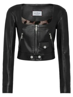 PHILIPP PLEIN Kurtka skórzana 2333 Czarny Regular Fit