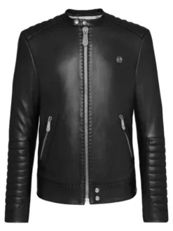 PHILIPP PLEIN Kurtka skórzana 5615 Czarny Slim Fit