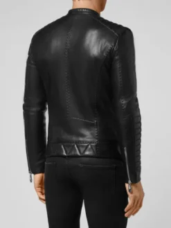 PHILIPP PLEIN Kurtka skórzana 5615 Czarny Slim Fit