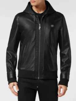PHILIPP PLEIN Kurtka skórzana 381 Czarny Regular Fit