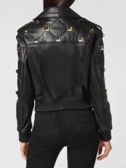 PHILIPP PLEIN Kurtka skórzana 2219 Czarny Slim Fit