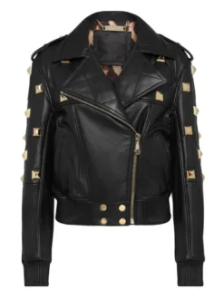PHILIPP PLEIN Kurtka skórzana 2219 Czarny Slim Fit