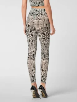 PHILIPP PLEIN Legginsy 26355 Kremowy Active Fit
