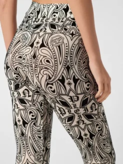 PHILIPP PLEIN Legginsy 26355 Kremowy Active Fit