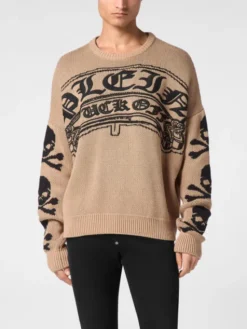 PHILIPP PLEIN Longsleeve 11483 Beżowy Regular Fit