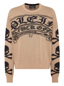 PHILIPP PLEIN Longsleeve 11483 Beżowy Regular Fit