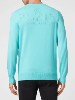 PHILIPP PLEIN Longsleeve 2023 Błękitny Regular Fit