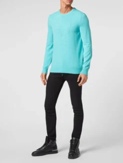 PHILIPP PLEIN Longsleeve 2023 Błękitny Regular Fit