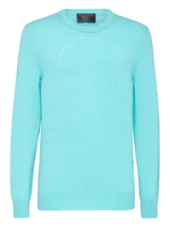 PHILIPP PLEIN Longsleeve 2023 Błękitny Regular Fit