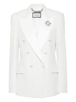 PHILIPP PLEIN Marynarka 24845 Biały Loose Fit