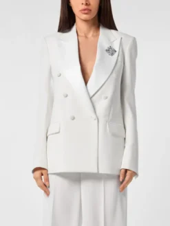 PHILIPP PLEIN Marynarka 24845 Biały Loose Fit