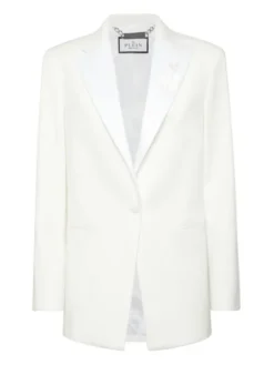 PHILIPP PLEIN Marynarka 26413 Biały Loose Fit