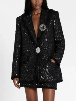 PHILIPP PLEIN Marynarka 31266 Czarny Loose Fit