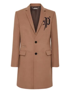 PHILIPP PLEIN Płaszcz 481 Beżowy Regular Fit