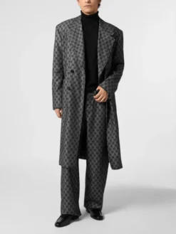 PHILIPP PLEIN Płaszcz przejściowy 31377 Czarny Regular Fit
