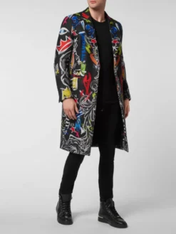 PHILIPP PLEIN Płaszcz 2627 Szary Regular Fit