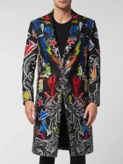 PHILIPP PLEIN Płaszcz 2627 Szary Regular Fit