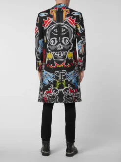 PHILIPP PLEIN Płaszcz 2627 Szary Regular Fit