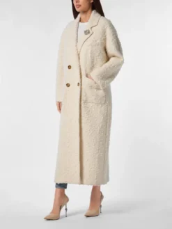 PHILIPP PLEIN Płaszcz zimowy 25533 Beżowy Loose Fit