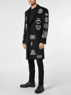 PHILIPP PLEIN Płaszcz zimowy 24775 Czarny Regular Fit