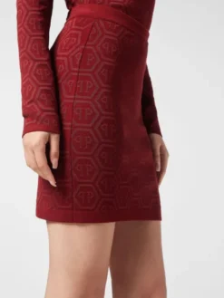 PHILIPP PLEIN Spódnica mini 26377 Bordowy Fitted Fit