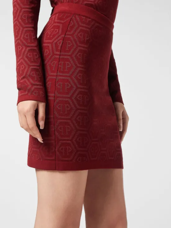 PHILIPP PLEIN Spódnica mini 26377 Bordowy Fitted Fit