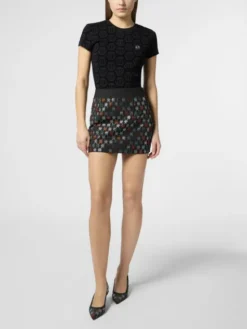 PHILIPP PLEIN Spódnica mini 29126 Czarny Slim Fit