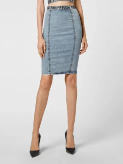 PHILIPP PLEIN Spódnica mini 10331 Niebieski jasny Short Fit