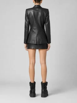 PHILIPP PLEIN Spódnica skórzana 31135 Czarny Slim Fit