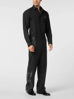 PHILIPP PLEIN Spodnie materiałowe 26127 Czarny Wide Fit
