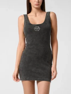PHILIPP PLEIN Sukienka codzienna 27349 Beżowy Regular Fit