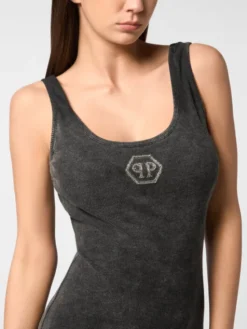PHILIPP PLEIN Sukienka codzienna 27351 Beżowy Regular Fit