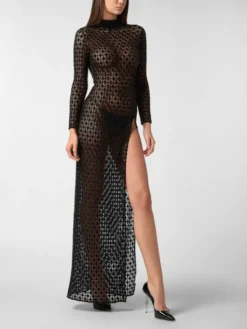 PHILIPP PLEIN Sukienka wieczorowa 27317 Czarny Fitted Fit
