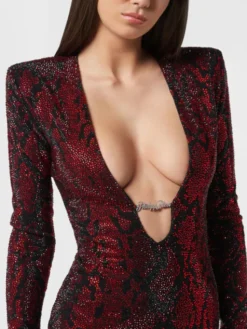 PHILIPP PLEIN Sukienka wieczorowa 26447 Bordowy Fitted Fit