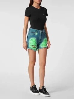 PHILIPP PLEIN Szorty jeansowe 15679 Zielony Skinny Fit