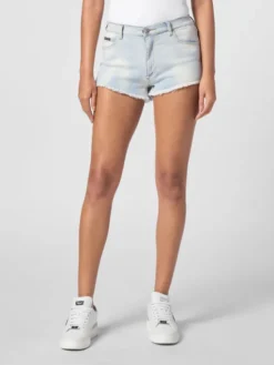 PHILIPP PLEIN Szorty jeansowe 9641 Biały Skinny Fit