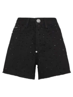 PHILIPP PLEIN Szorty jeansowe 1991 Czarny Skinny Fit