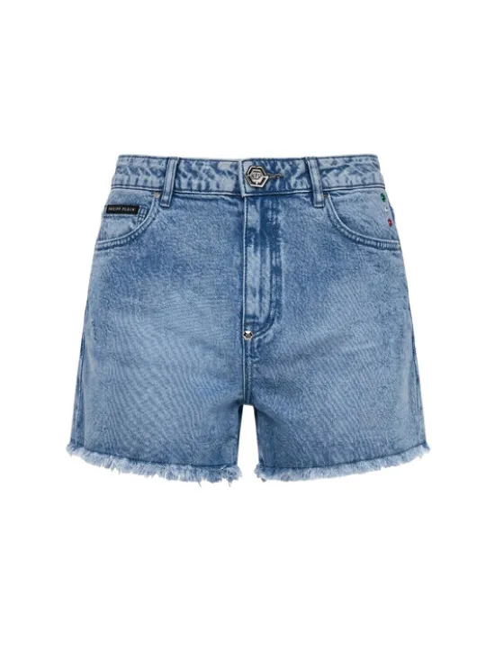 PHILIPP PLEIN Szorty jeansowe 31781 Niebieski Skinny Fit
