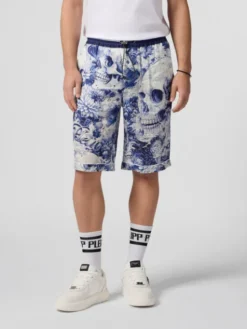 PHILIPP PLEIN Szorty materiałowe 29795 Granatowy Regular Fit