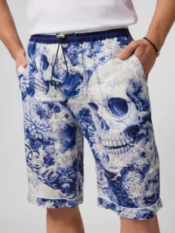 PHILIPP PLEIN Szorty materiałowe 29795 Granatowy Regular Fit
