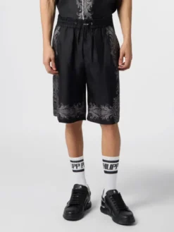 PHILIPP PLEIN Szorty materiałowe 31218 Czarny Regular Fit
