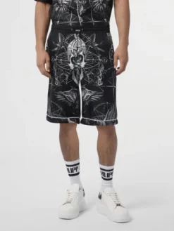 PHILIPP PLEIN Szorty materiałowe 29001 Czarny Regular Fit