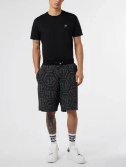 PHILIPP PLEIN Szorty sportowe 29882 Czarny Jogger Fit