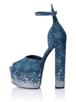 PHILIPP PLEIN Szpilki 28989 Niebieski jasny