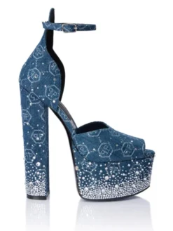PHILIPP PLEIN Szpilki 28989 Niebieski jasny